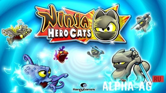 Отомстите монстрам за кражу драгоценной рыбки в Ninja hero cats